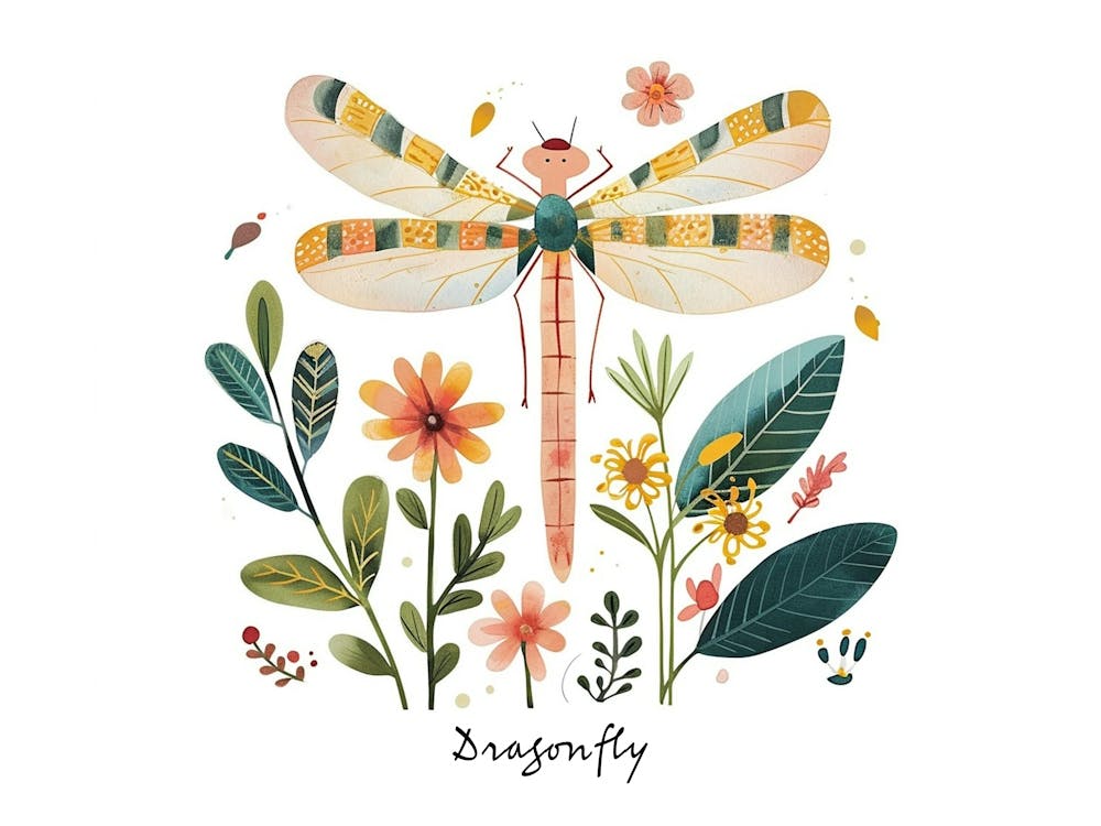 Little Floral Dragonfly 2 Poster