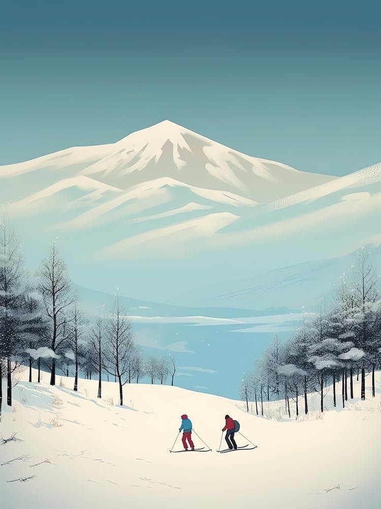 Niseko   Hokkaido, Japan, Ski Resort Illustration 3 Simple Style