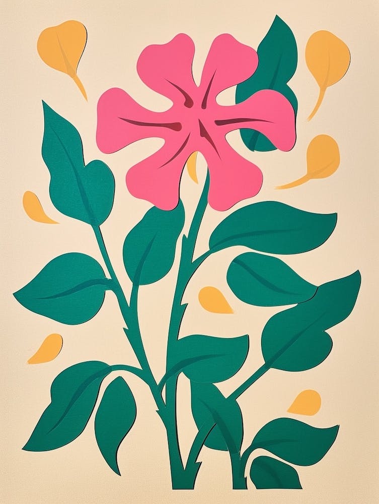 Cut Out Style Flower Art Honeysuckle