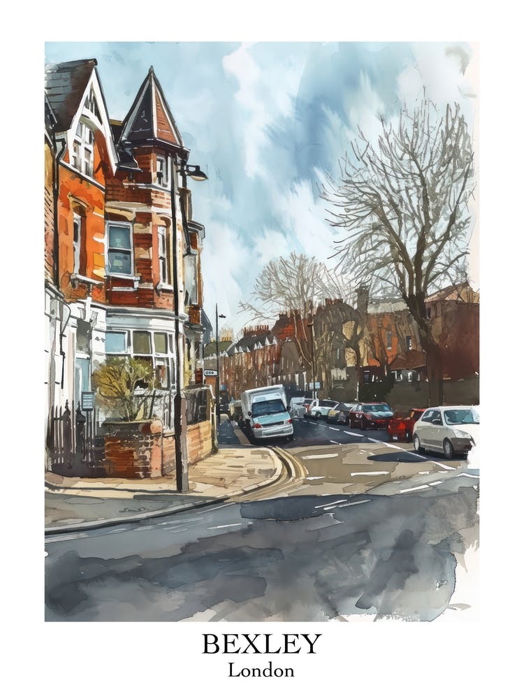 Bexley London Borough Aquarelle de Rue 3 Affiche