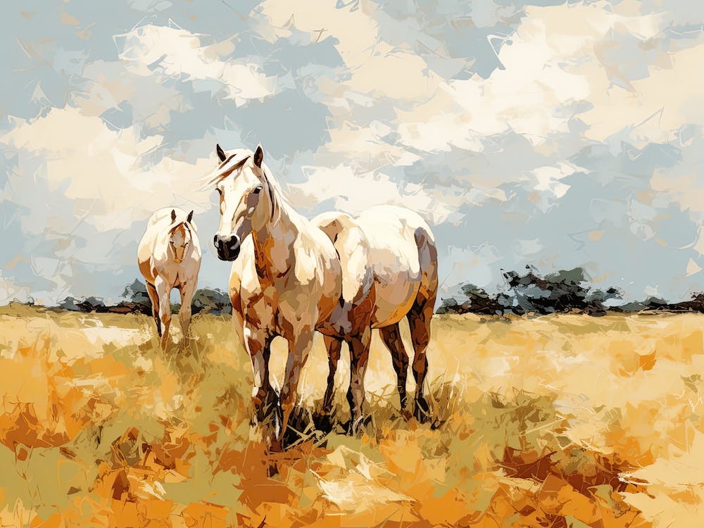 Horses Painting In Buenos Aires Province, Argentina, Landscape 4
