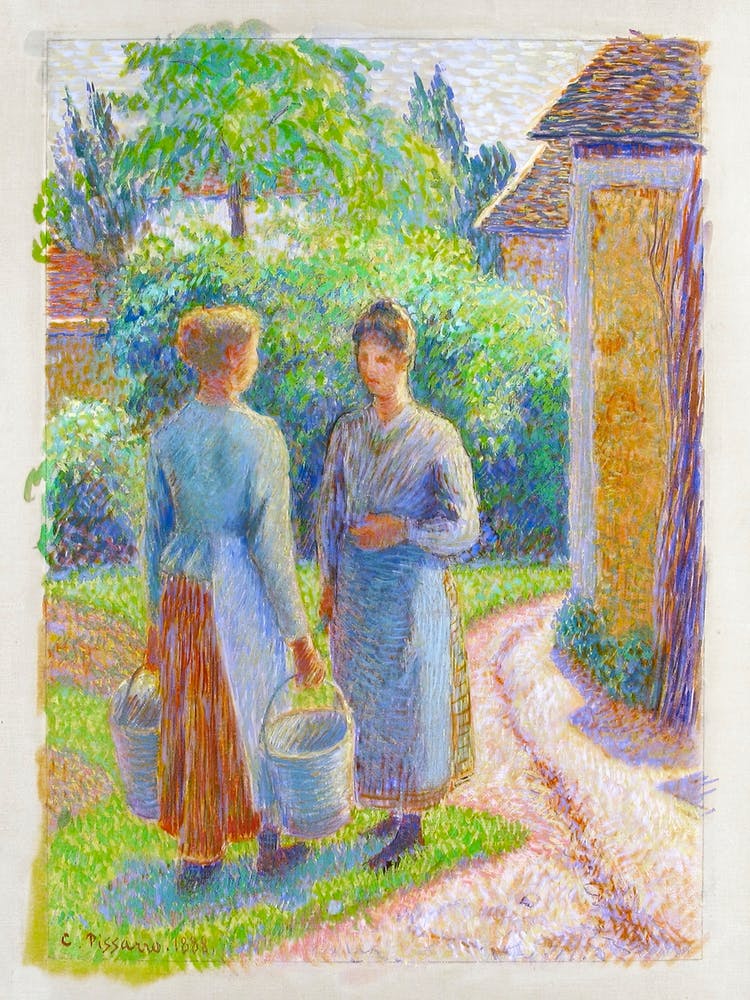 Two Women In A Garden (1888), Camille Pissarro