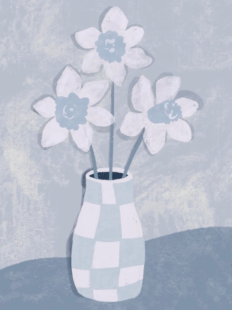 All Blue Daffodils In A Vase