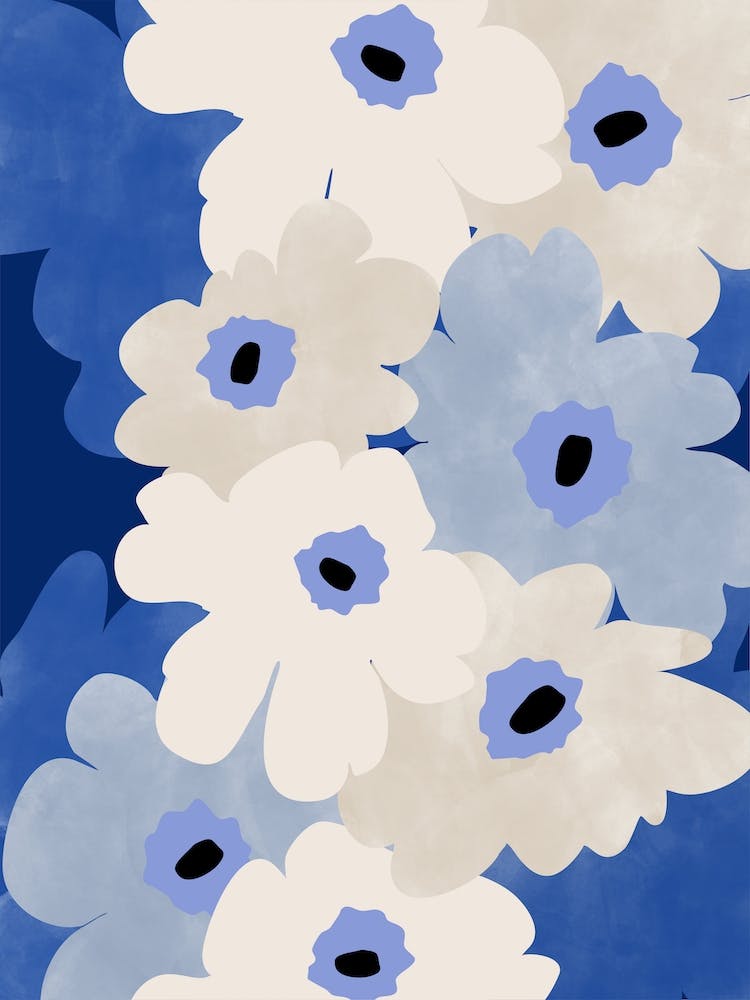 Blue And White Market Flowers