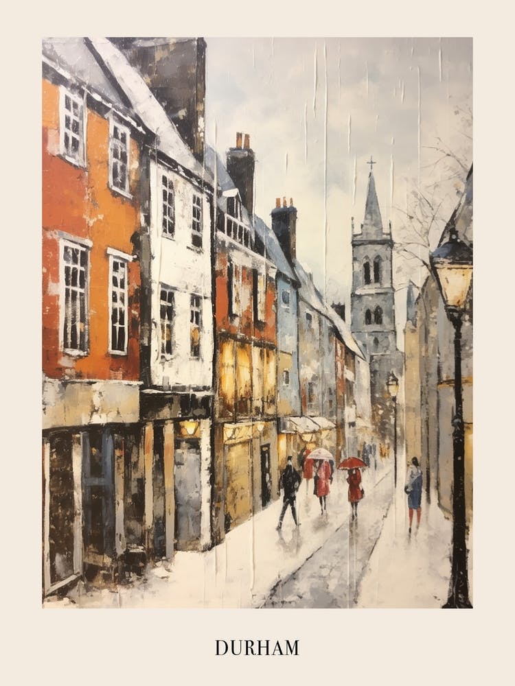 Vintage Winter Painting Poster Durham United Kingdom 2