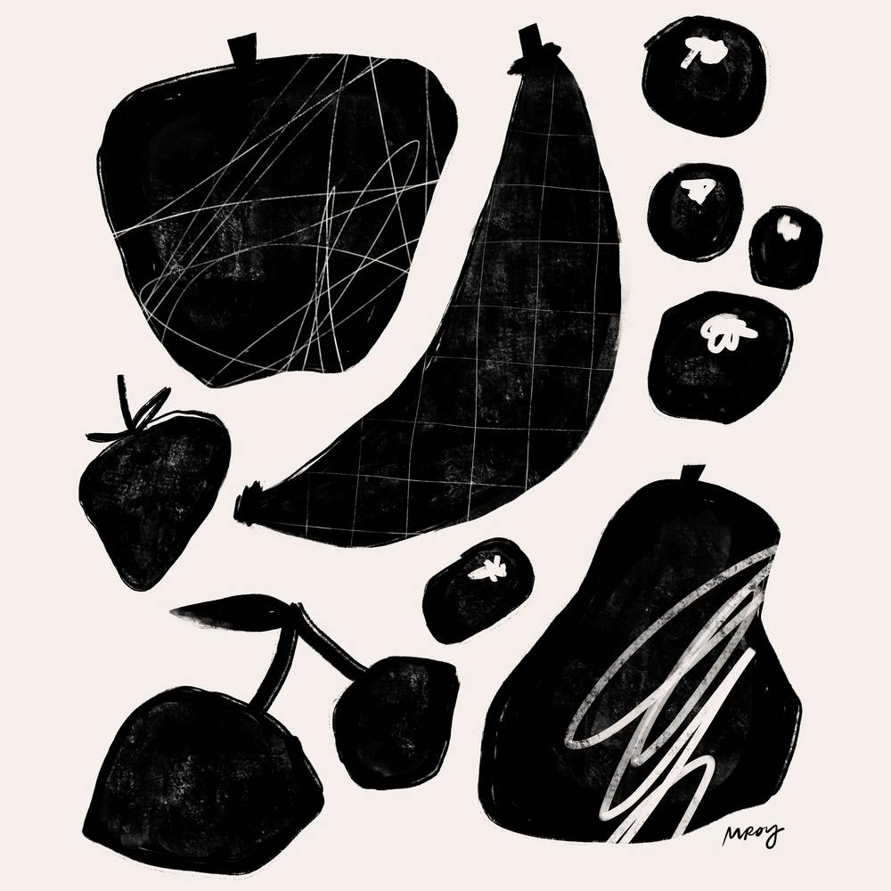 Abstract Fruit White Square