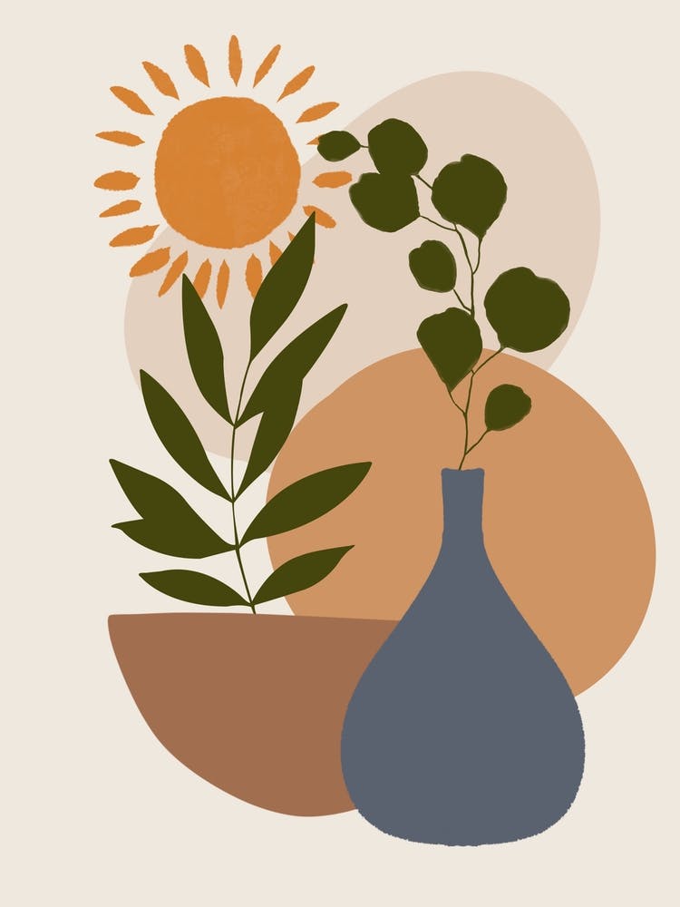 Plant And Sun In A Vase