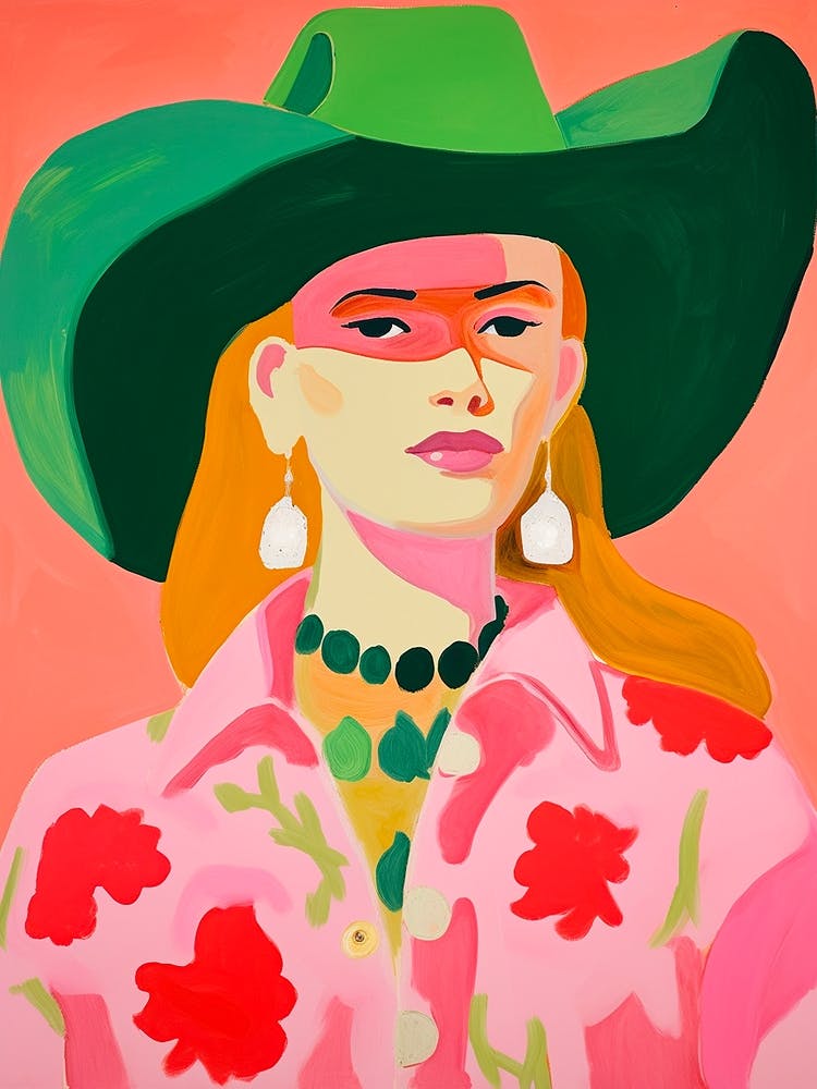 Western Cowgirl Colourful Abstract Portrait