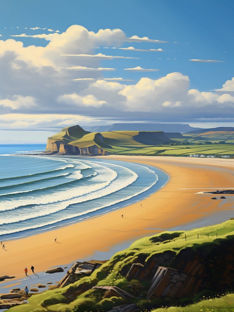 A Painting Of Rhossili Bay, Swansea Wales 3