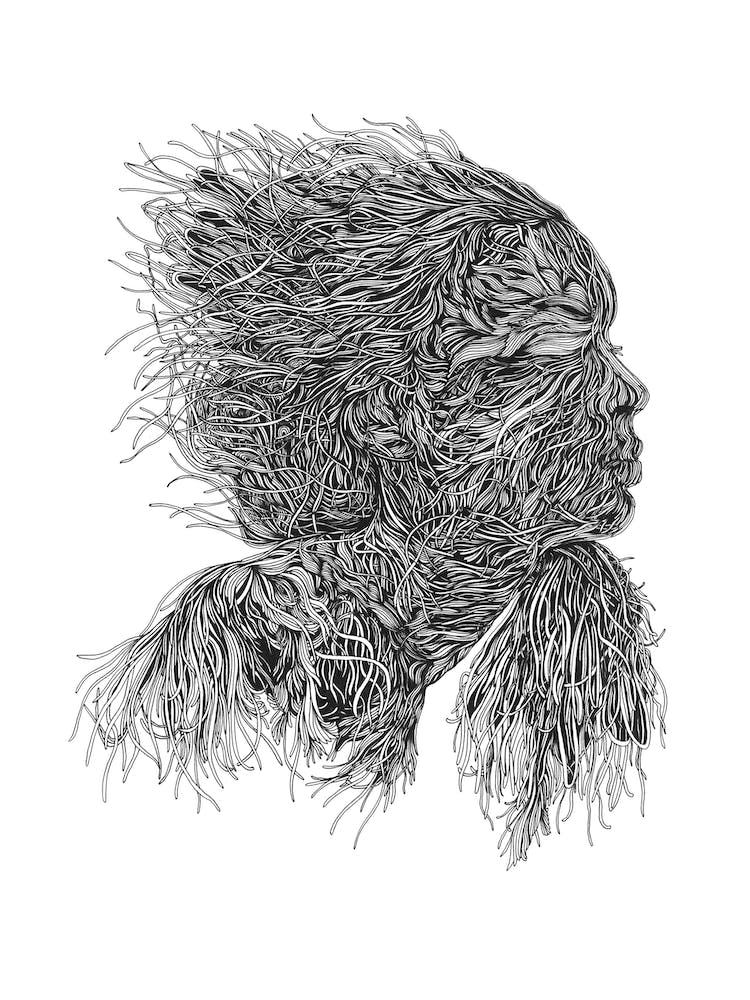 The Wind Linear Drawing Portrait