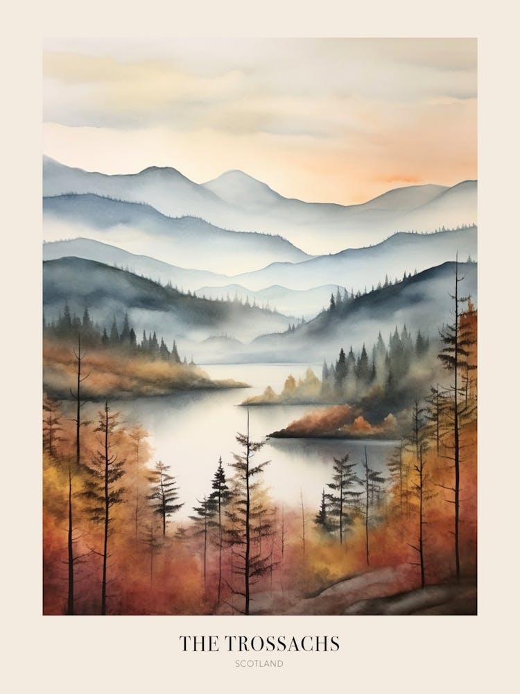 Autumn Forest Landscape The Trossachs Scotland 3 Poster