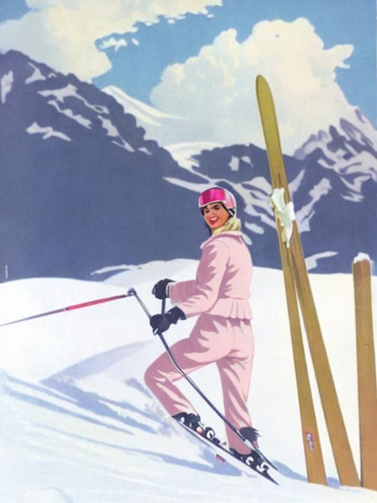 Saas Fee, Switzerland Glamour Ski Skiing Poster