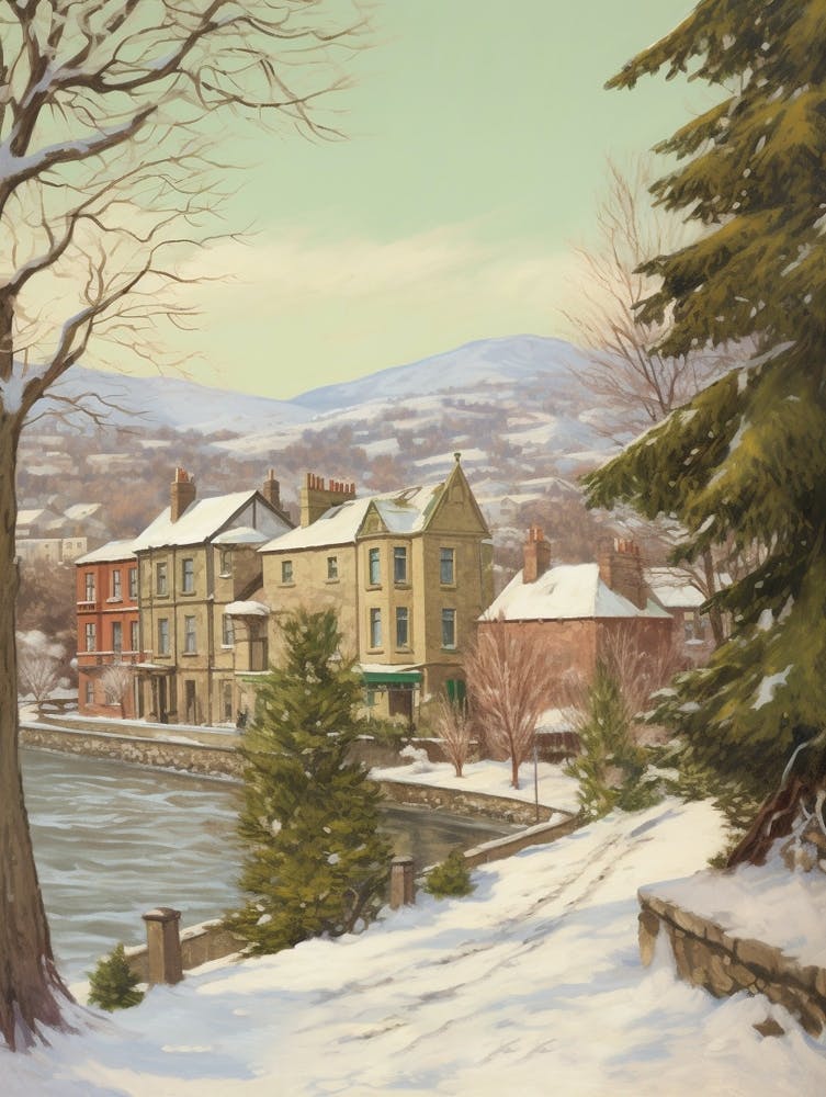 Vintage Winter Illustration Inverness United Kingdom