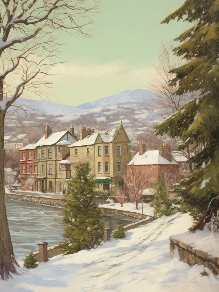 Vintage Winter Illustration Inverness United Kingdom