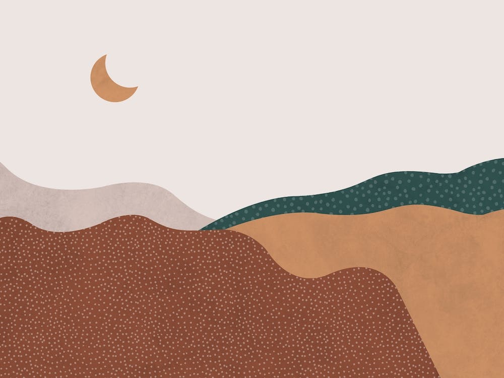 Moon And Hills Abstract