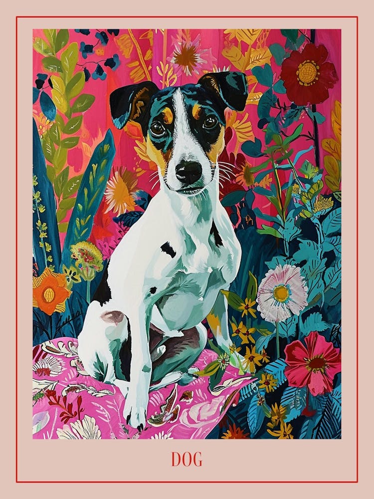 Floral Animal Painting Dog 3 Poster