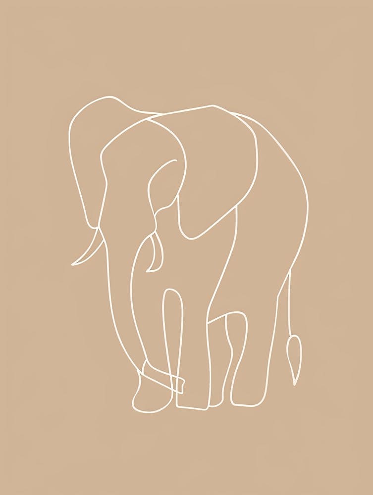 Elefanten-Linienzeichnung - Boho, Line Art