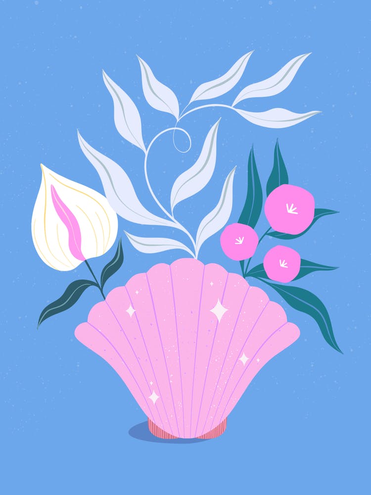 Pink Shell With Flowers