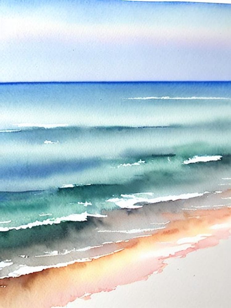 Montauk Beach 3, New York Watercolour
