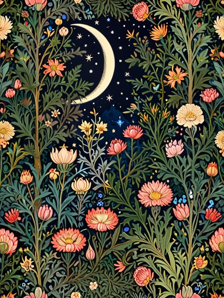 William Morris Moon And Flowers 38