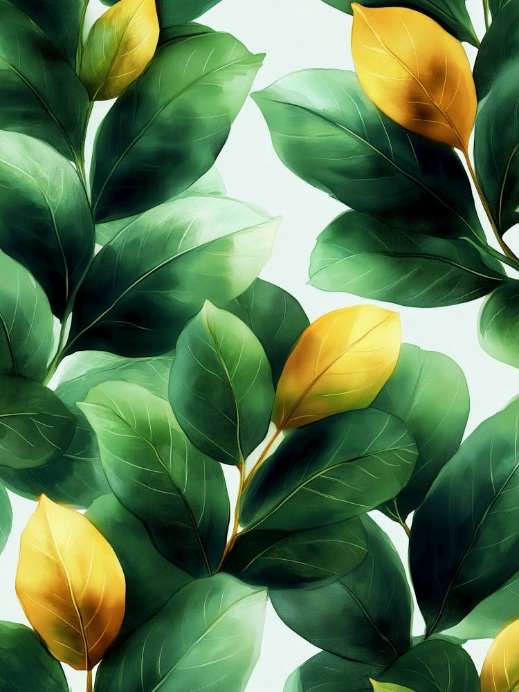 Seamless Pattern With Green Leaves