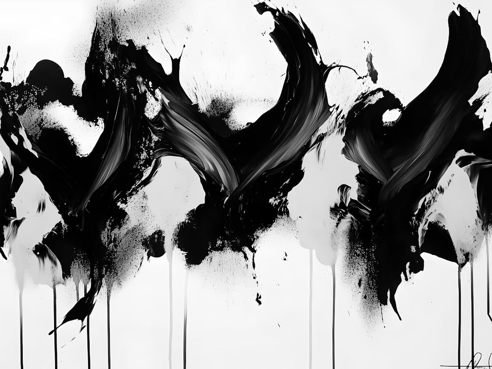 Black And White Abstract Painting 22
