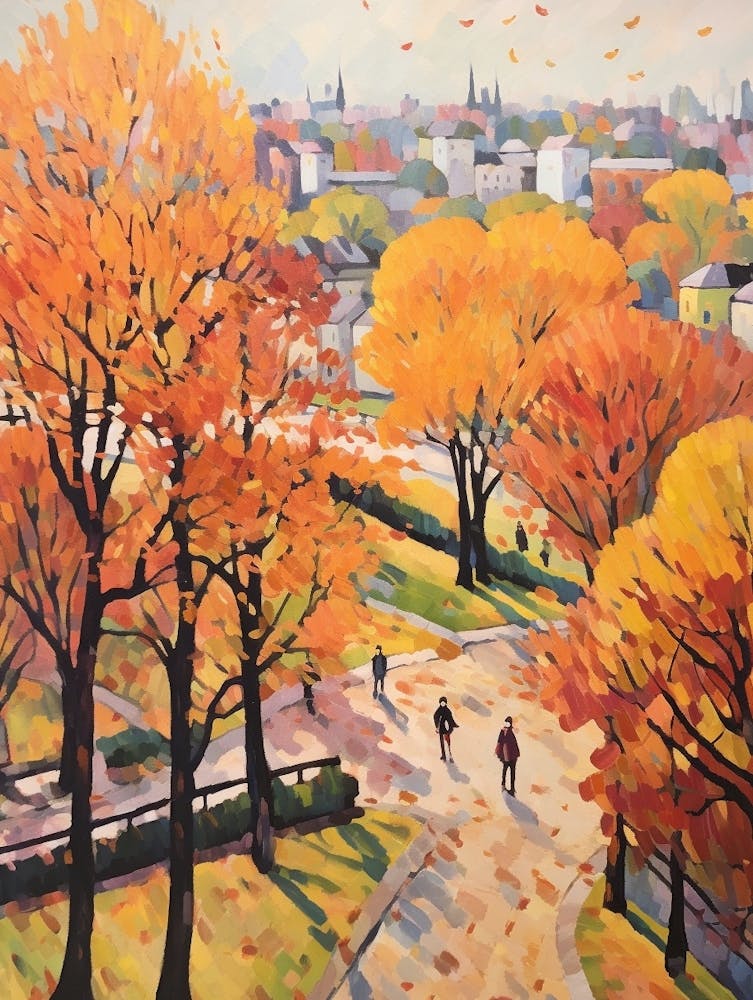 Autumn City Park Painting Kalemegdan Park Belgrade Serbia 1