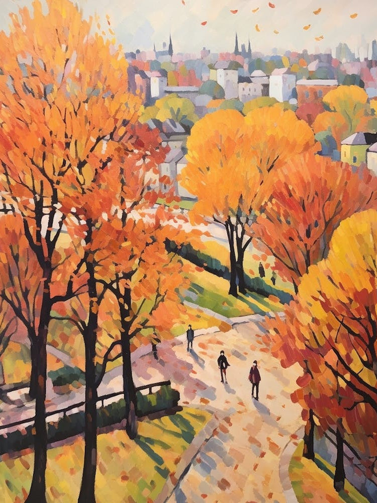 Autumn City Park Painting Kalemegdan Park Belgrade Serbia 1