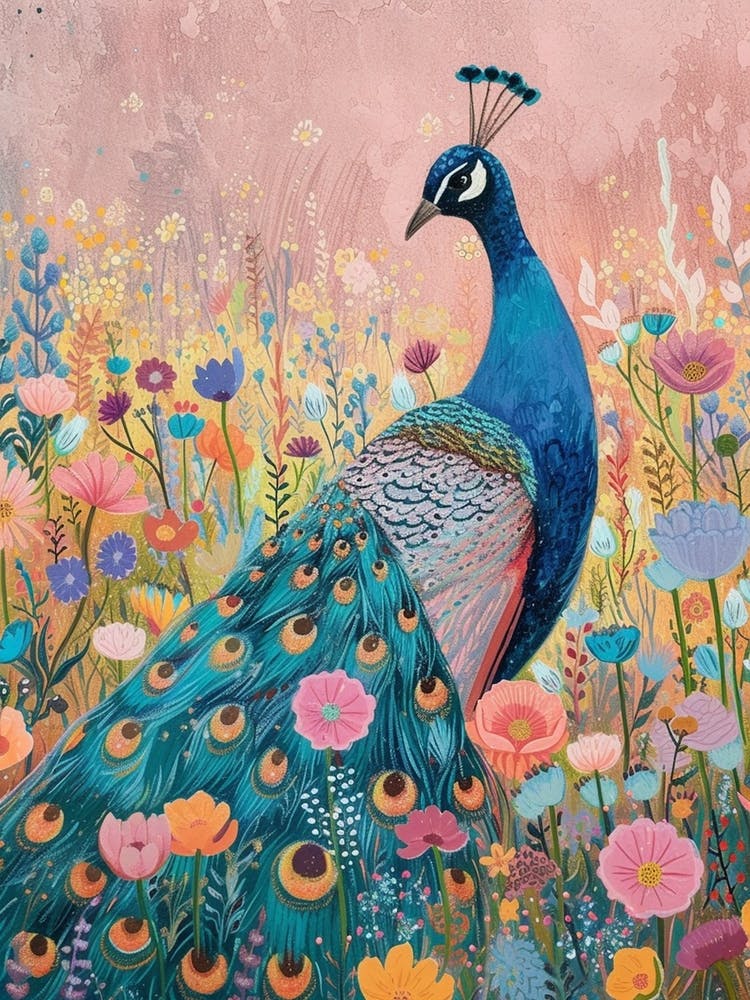 Peacock In The Meadow Sketch 3