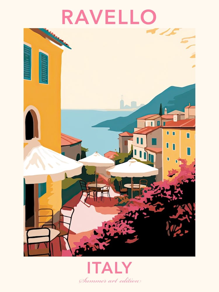 Ravello, Italy, Flat Pastels Tones Illustration 3 Poster