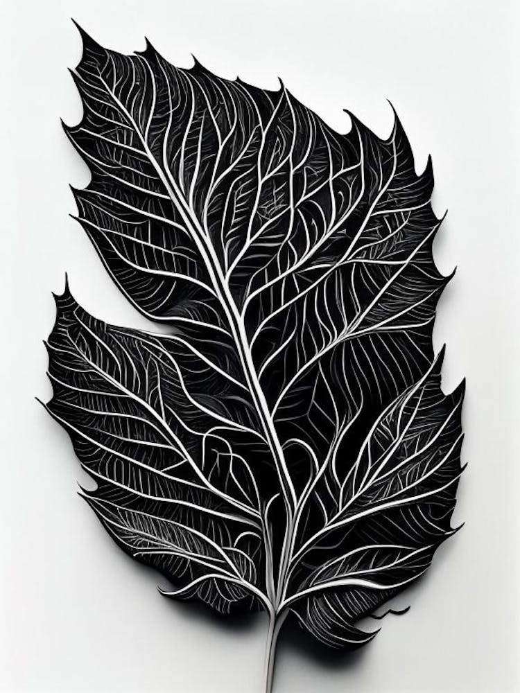 Hickory Leaf Linocut 2