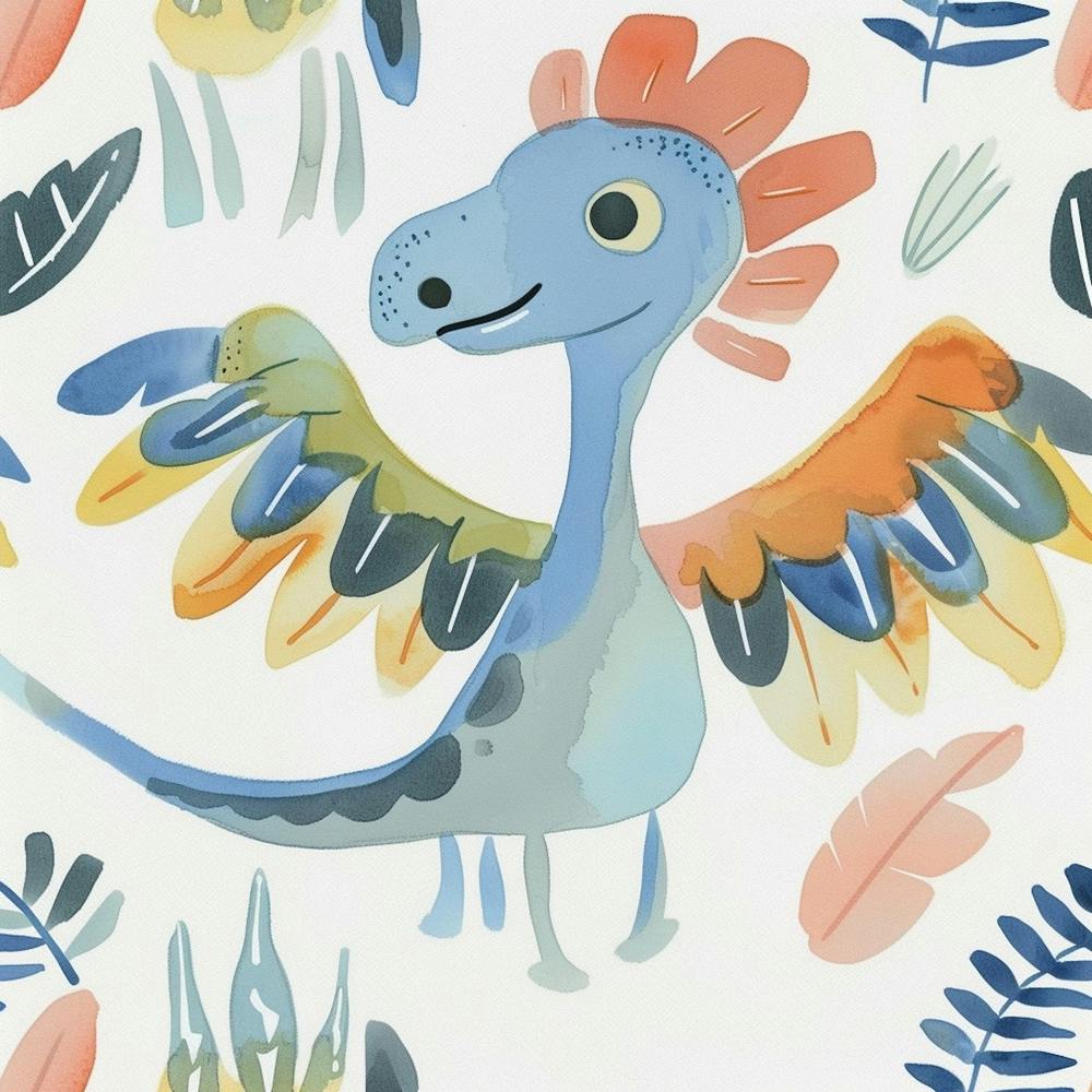 Archaeopteryx Dinosaur Muted Pastels Pattern 3