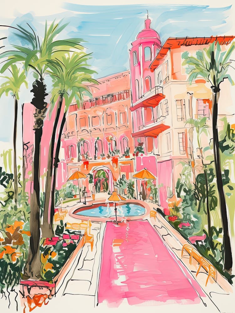 The Beverly Hills Hotel   Beverly Hills, California   Resort Storybook Illustration 4