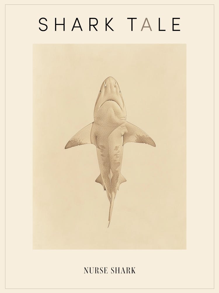 Vintage Nurse Shark Pencil Illustration 2 Poster