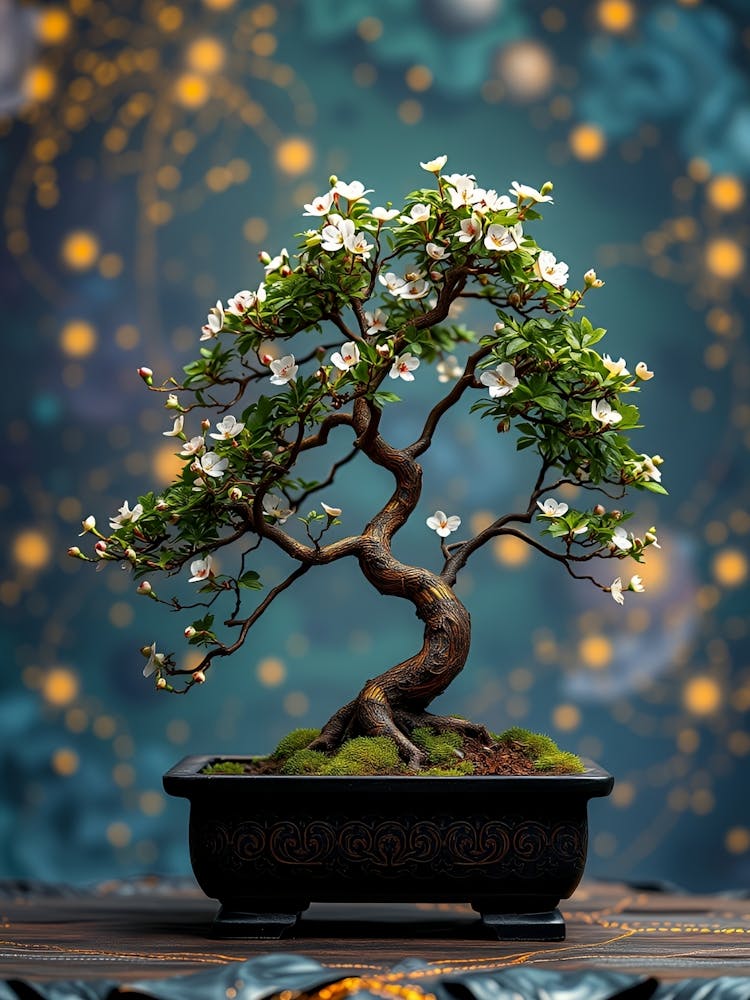 Bonsai Tree On Blue