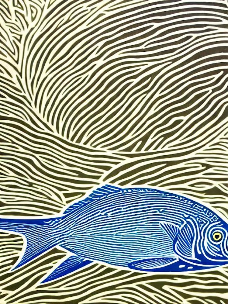 Surgeonfish Linocut
