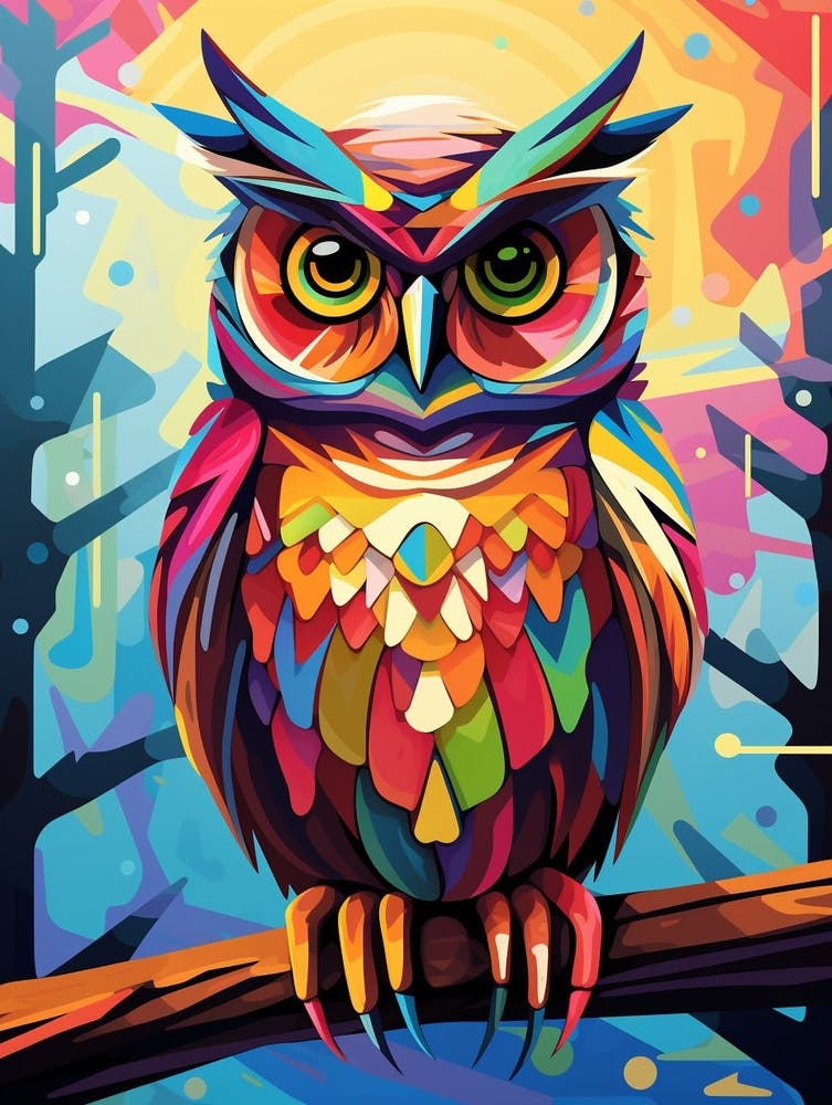 Owl Abstract Pop Art 3