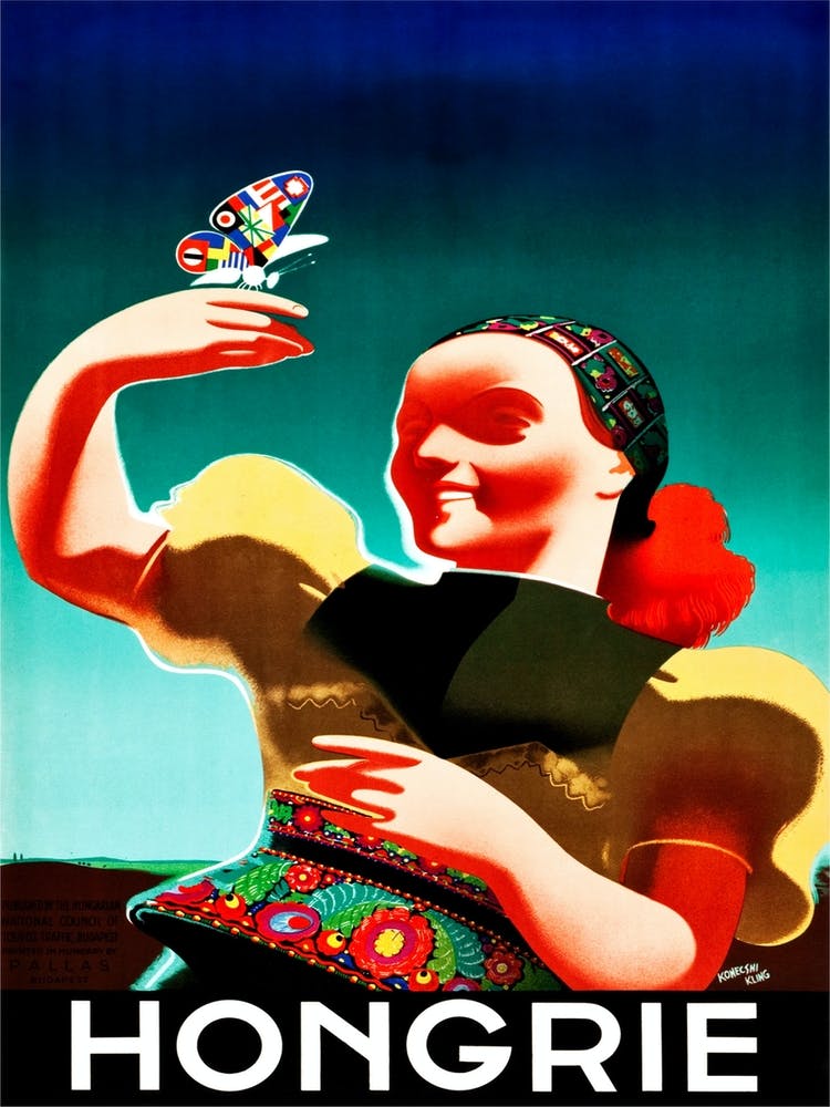 Hungary, Young Woman And A Butterfly
