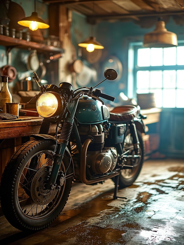 Motorcycle In A Garage 1