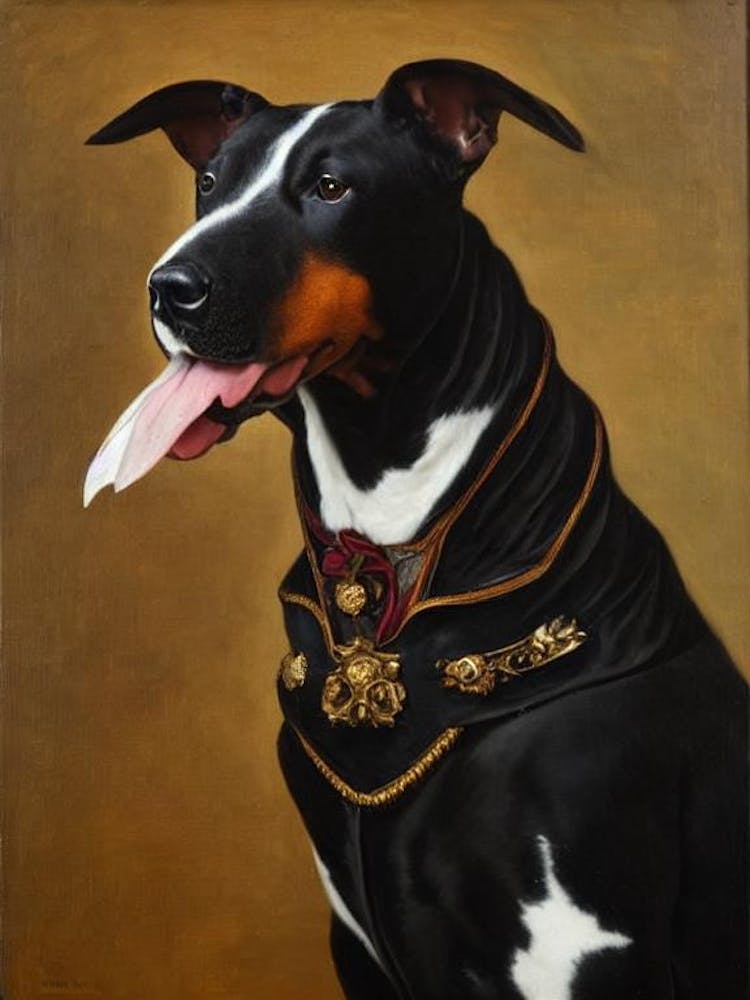Bull Terrier Renaissance Portrait Oil Painting