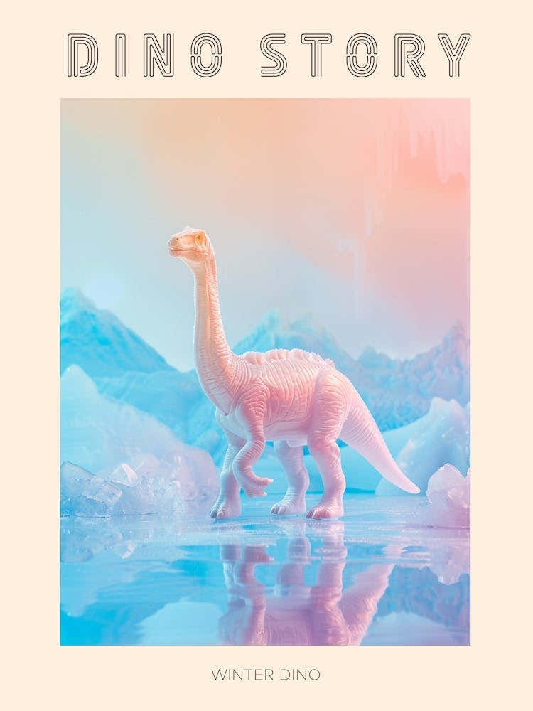 Pastel Toy Dinosaur In A Icy Landscape 1 Poster