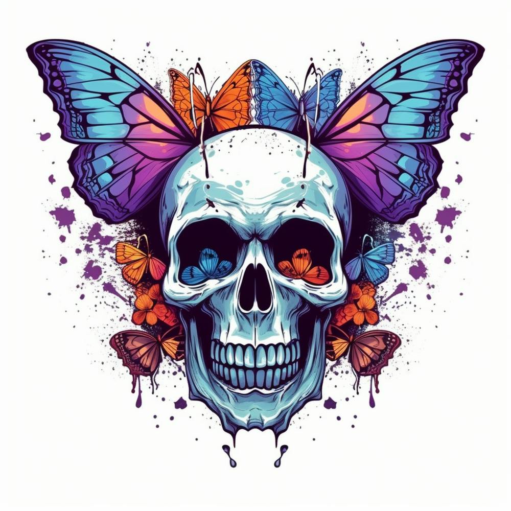 Skull With Butterflies