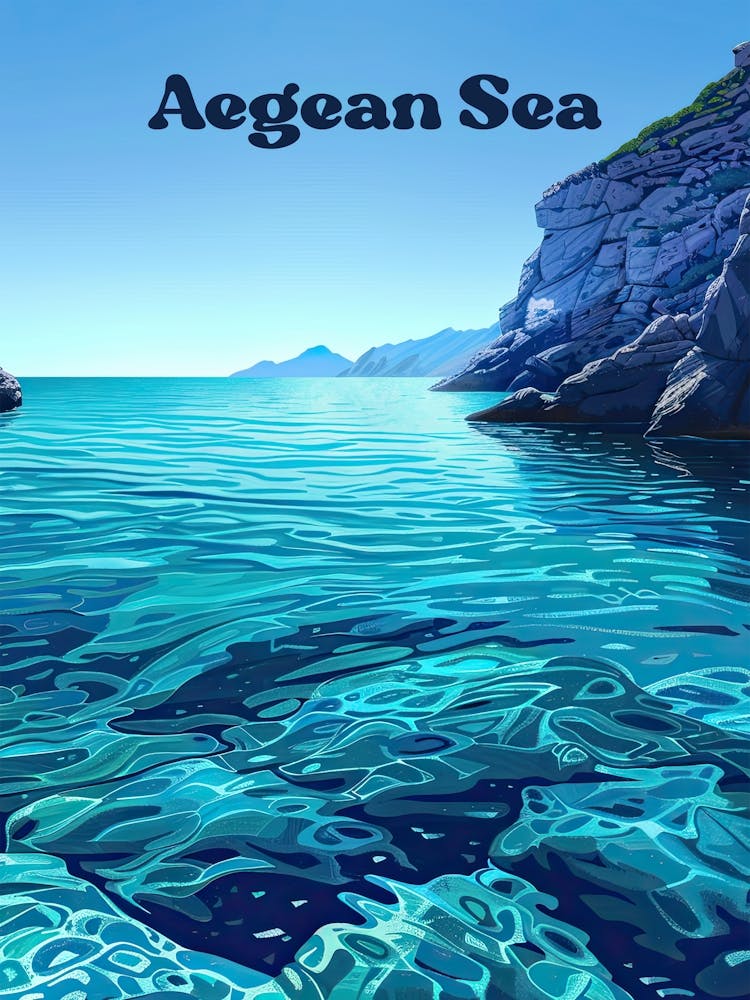 Mer Égée Art de Voyage Méditerranéen Illustration