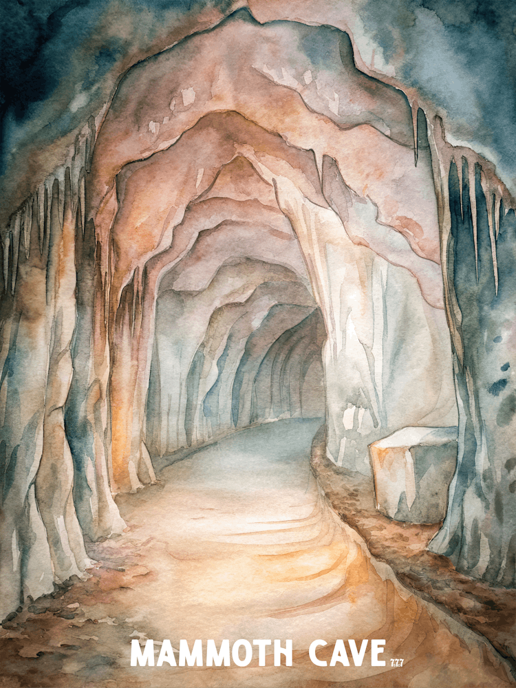Mammoth Cave National Park California Aquarellgemälde.