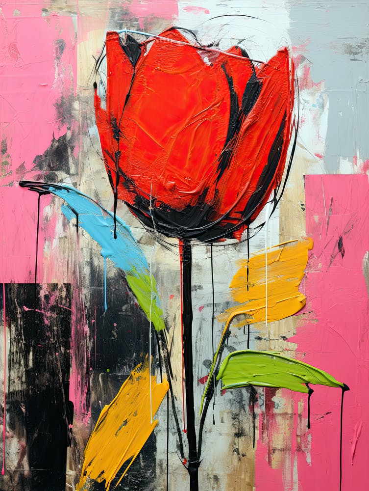Floral Fusion: Neo-Expressionist Tulips