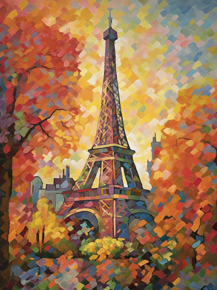 Eiffel Tower Paris France Paul Signac Style 4