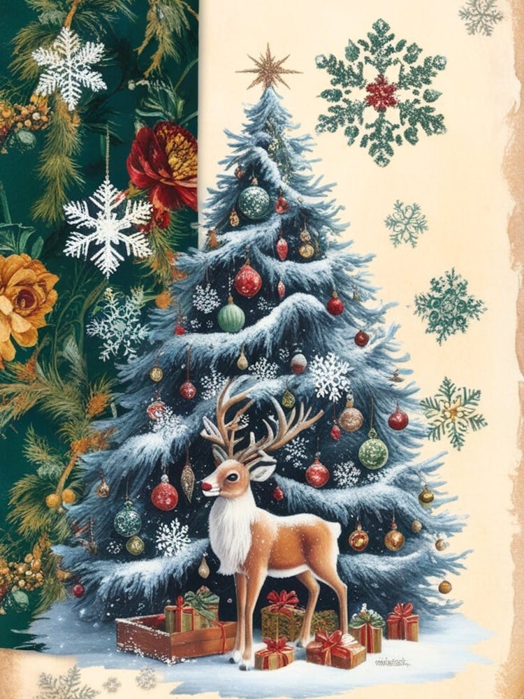 William Morris Weihnachtsbaum mit Hirsch 6