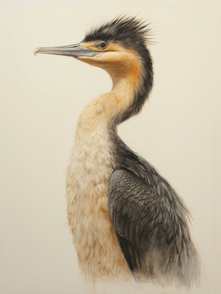 Vintage Bird Drawing Cormorant 1