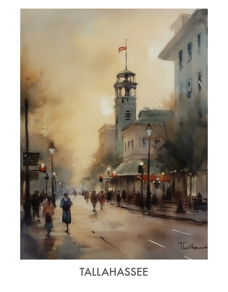 Tallahassee Watercolor 3travel Poster