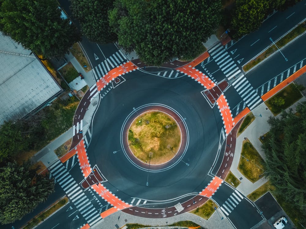 Top View Road San Donato Milanese Italy. Milano Street Art